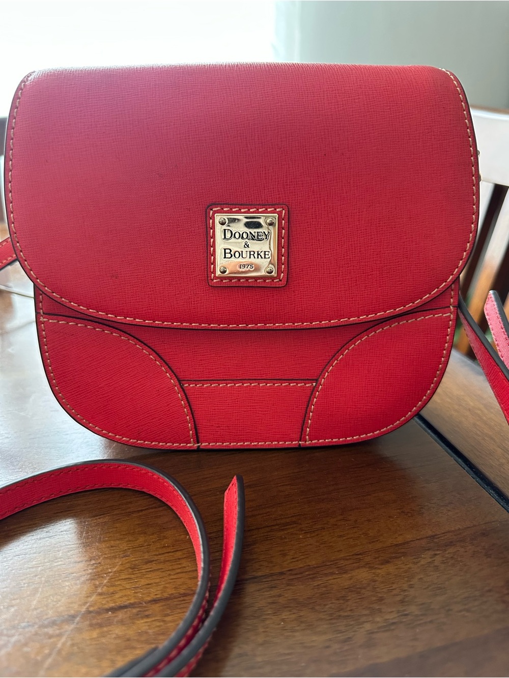 Dooney & Bourke Red Leather Crossbody Saddle Bag Small - Picture 9 of 10